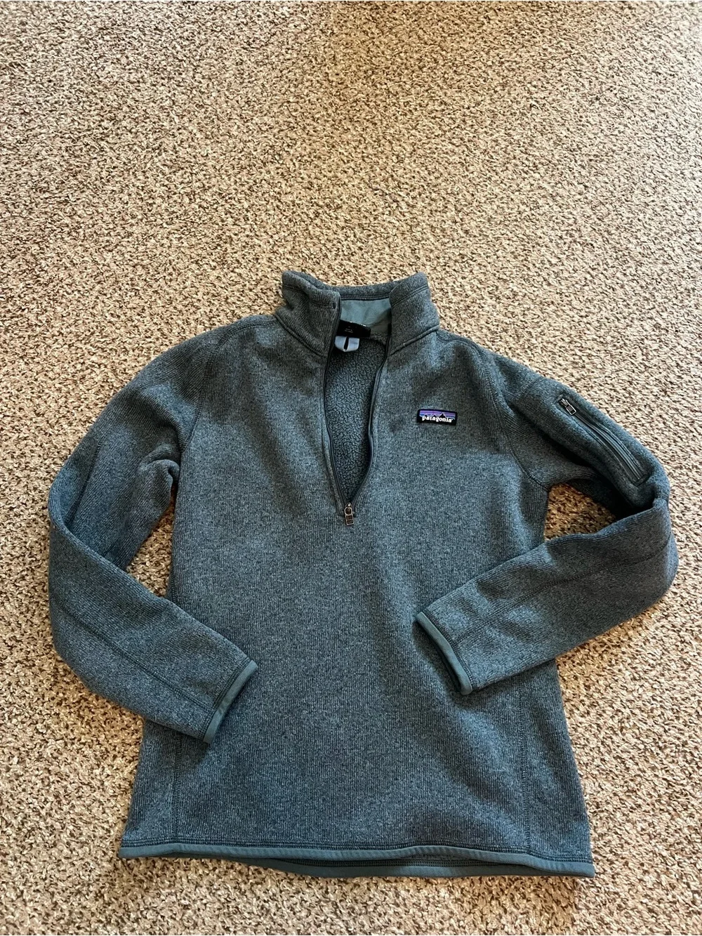 Patagonia Gray Fleece Jacket with Multicolor Logo